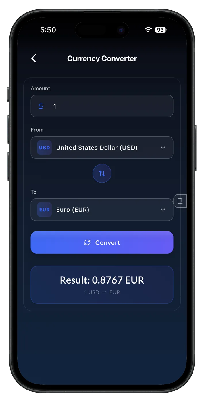 Currency Converter screen